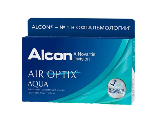 Alcon Air Optix aqua контактные линзы плановой замены, BC=8.6 d=14.2, D(-1.25), 6 шт.
